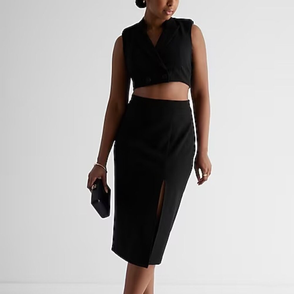 Sleeveless Cutout Midi Blazer Dress